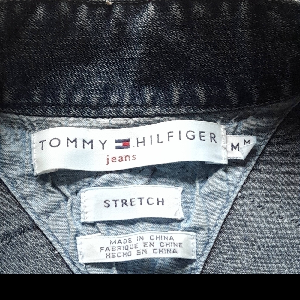 Tommy Hilfiger Jean Jacket Harley Patch Women's M Snap Up Stretch Denim Stretch - Picture 9 of 15